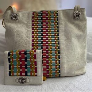 Brighton Rainbow Weave Leather Tote with Wallet